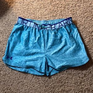 Youth large under armor blue workout shorts
